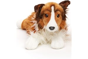 Uni-Toys - 'Maple' – Collie, sdraiato – Viso bianco-marrone – 41 cm (lunghezza) – Cane di peluche, Collie, animale domestico – Peluche