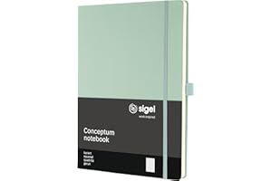‎SIGEL SIGEL CO680 Premium Notebook Squared, A4, Hardcover, Green, Made from Sustainable Paper, Conceptum - with Page Numbers, Table of Contents, Pen Loop, Folding Pocket
