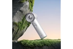 RANVOO 2025 Mini y Potente Turbo Ventilador de Mano 100 Velocidades Recargable Pantalla LED Personal para Viajes al Aire Libre Ventilador de Mano Portátil, Blanco Ártico