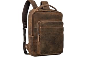 STILORD 'Nicky' Skórzany plecak na laptopa 13 cali Du¿y Damski Mêski Leather Backpack Vintage Plecak biznesowy na uniwersytet Rêczny Plecak podró¿ny, Kolor:bergamo - br±zowy