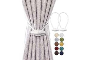 TECVINCI Embrasses de Rideau Magnétiques avec Aimant Plus Grand de Mise à Niveau, Paquet de 2 Retenues de Draperie de 40 cm pour Rideau Intérieur et Extérieur - Blanc