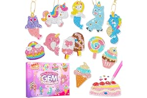 Jovicos Arts and Crafts for Kids Toys Age 6 7 8 9 10, Make Your Own GEM Keychains - Diamond Painting Kits Ages 5-12, Diamond Art Set for Kids, Birthday Presents Gift for 6 7 8 9 10 Year Old Boy Girls