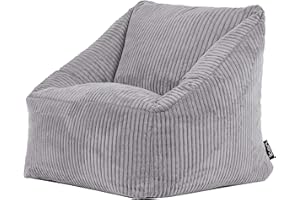 ‎ICON Icon Natalia Sitzsack Kinder, Grau, Flauschiger Cord Stoff, Sitzsack Cord mit Füllung, Bequemer Kinder Sessel, Kuschelsessel, Lese Sessel, Schlafzimmer, Kinderzimmer, Spielzimmer