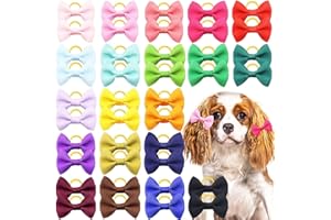 CCUUHJ 40 Pcs/pack Small Dog Hair Bows with Elastic Rubber Bands Doggy Kitten Topknot Attachment Grooming Accessories Set for Long Hair Puppy Cat Hair Bows (Multicolor)