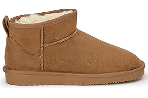 Polar Womens Fluffy Faux Fur Lined Pull On Boots Thick Durable Flexible Waterproof Soles For Indoors and Outdoor Ladies Walking Shoes