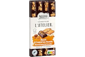 LES RECETTES DE L’ATELIER LES RECETTES DE L'ATELIER Nestlé Les Recettes de L'Atelier - Tablette Chocolat Noir Biscuit et Caramel aux Amandes - 170g