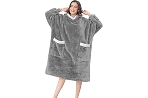 VHOME Oversized Hoodie Decke, Wearable Damen Herren Blanket Sweatshirt, Ultra Soft Sherpa Fleece Bequemer Kuschel Erwachsene Hoodie