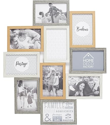 PrimoLiving Cornice Portafoto A Cuore 3D - Galleria Per 7 Foto Con Vetro, Colore Bianco (42 X 41,7 Cm)
