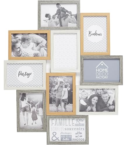 PrimoLiving Cornice Portafoto A Cuore 3D - Galleria Per 7 Foto Con Vetro, Colore Bianco (42 X 41,7 Cm)