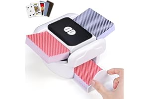 Holiky Automatic Card Shuffler Machine 2 Deck, Rechargeable Playing Cards Shuffling Machine with One-Press AUTO&Manual Mode, Electric Poker Card Shufflers for UNO, Skip-Bo, Phase 10, Party Card Games