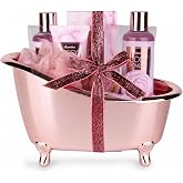 Accentra COSY MOMENTS Pink Bath Set with Shiny Bath Gift | Body Care Kit for Women, Decorative Metallic Container, Colorful B