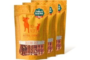 PACK'N PRIDE Dog Treats with Carrots, 3 Pack*320g Rawhide Free Dog Chews, Low in Fat and Hign in Protein, Pure Natural Ingredients