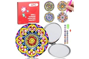 CharySim Diamond Painting Taschenspiegel Dimond Painting Kinder Geschenkideen Mädchen 6-14 Jahre Basteln Kits Reisespiegel Bastelset Mädchen 7 8 9 10 11 jahre geschenk Diamant Malerei Mandala
