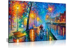 PANTHER PRINT Leonid Afremov - Dipinto a olio astratto su tela da parete per soggiorno, decorazione casa, Melody of the Night, 31x20cm (12x8in)