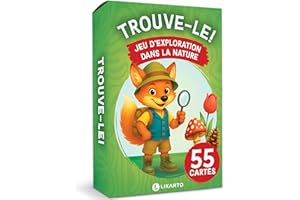 LIKARTO Trouve-Le! – Cartes d’Exploration pour Enfants en Plein air – 55 Cartes pour la Chasse au trésor & la découverte de la Nature – Jeux dès 4, 5, 6, 7, 8, 9 Ans – Jeu éducatif dans la Nature