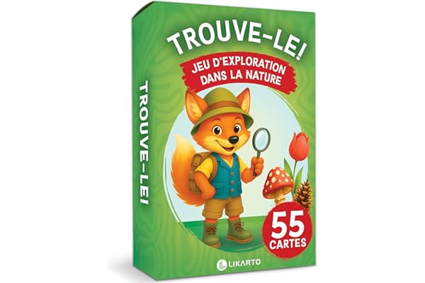 LIKARTO Trouve-Le! – Cartes d’Exploration pour Enfants en Plein air – 55 Cartes pour la Chasse au trésor & la découverte de la Nature – Jeux dès 4, 5, 6, 7, 8, 9 Ans – Jeu éducatif dans la Nature
