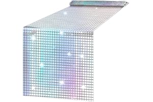 QITIXI:OU Disco Party Tischläufer, 30x275cm Discokugel Tischdecke, Farbige Pailletten Tischdecken,Table Runner, 70er Disco Thema Deko, für Halloween Geburtstag Hochzeit Abschlussball Tischdekoration (Farbe)