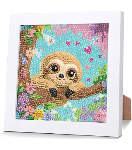 Lxmsja 5D DIY Diamond Painting Kinder Katze Tiere, Diamant Painting Bilder Kinder Erwachsene, Diamond Painting Mädchen mit Rahmen, Mädchen Geschenke 4-13 Jahre, Arts Craft für Home Wand Decor
