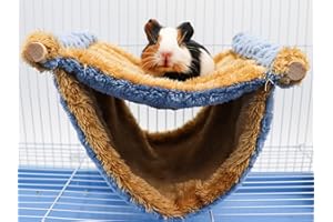 Dnoifne Fleece Winter Warm Rat Hammock, Hanging Birds Nest Bed with Warm Fleece, Cage Stand Perch, Hideaway Cave Tent, Sleep Bed for Rat, Guinea Pig, Chinchilla