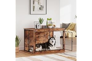 PawHut Dog Crate Furniture, Dog Cage End Table with Openable Top, Two Lockable Doors, for Extra Large Pets, 118 x 75 x 77cm, Rustic Brown