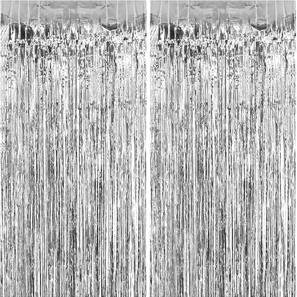 Rideau à Franges Métalliques Scintillant 1x2 M - Lot De 2 Pour Décoration Fêtes (Noël, Anniversaire, Mariage)