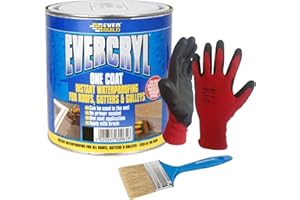 Nassboards - Everbuild Evercryl One Coat Repair Compound - 5 Litre Black- Fibre Reinforced Sealant for Roof Reparation - Algae and Fungus Resistant, One Coat Roof Repair - Multi Use & Weather Proof