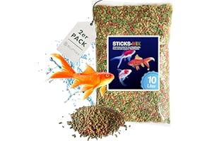 Teich Sticks Mix bunt 20 Liter (2X 10 L) Beutel, Premium Alleinfuttermittel, Fischfutter, Koifutter, Goldfischfutter, Teichfutter, Teichfischfutter mit Vitaminen Tricolore, Nicht Trübend