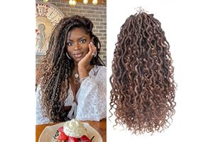 Xtrend 14 pouces 7 paquets Faux Locs Crochet Hair avec des cheveux bouclés au milieu et aux extrémités Tresses au crochet pré-bouclées désordre Faux Locs Extensions de cheveux 16 brins/pack T30#