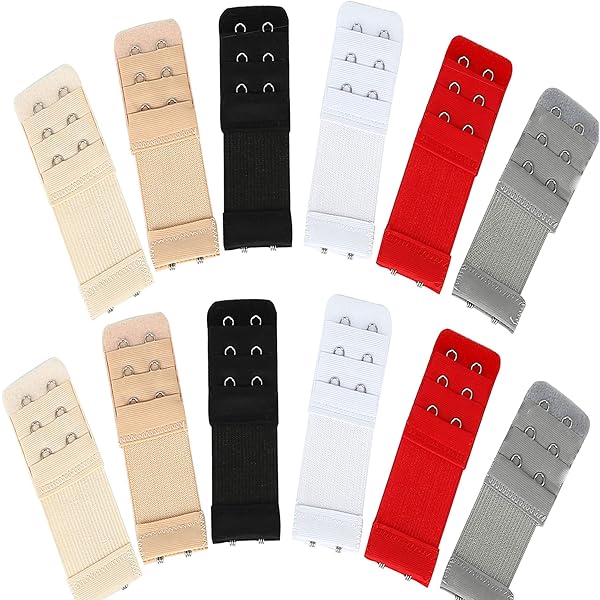 Bra Extenders 3 Rows 4 Hooks Elastic Bra Hook Extension, 2 Packs