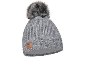 ELIMELI Kinder Mütze für Mädchen warme gestrickte Wintermütze mit Kunstfell Bommel Perfekt Beanie für Winter und Herbst 17200