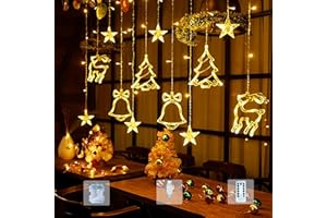 Lypumso Luces de Navidad, Cortina de Luces Navidad Interior y Exterior 3.5m 8 Modes, 120LEDs Luces Led Navidad Pilas/USB IP44, Ideal para Decoración Navideña, Ventana, Fiesta, Balcón, Jardin