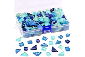 Swpeet Carreaux de mosaïque en verre de 0,5 kg - Vitrail pour travaux manuels, couleurs et motifs mélangés (carreaux de mosaïque E)