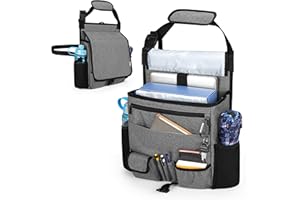 Luxja Organizer per Sedile Anteriore Auto, Portaoggetti Auto Sedile Organizer con Copertura, Organizer per Sedile Auto, Grigio