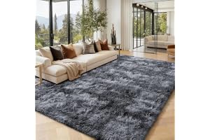 Homaxy Matta med hög lugg för vardagsrum, halkfri undersida, fluffig extra stor, tvättbar, modern matta för hall, barnrum, so
