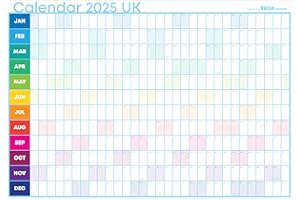 VACSO TRADING 2025 Year Wall Planner 3 Sizes | Bigger than A1 | Bigger than A2 | XLL-Wide | Rainbow Design | Folded Delivery (Rainbow Portrait, Bigger than A1 (863mm x 610mm))