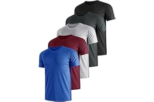 UEEKO 5 Pack T-Shirts De Sport pour Hommes Sweat à Manches Courtes Running Men Speed Dry Respirant Maillot Fonctionnel De Fitness