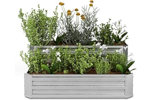 blumfeldt Jardinière Surélevée à 2 Niveaux, 405L en Acier Galvalume Résistant à la Corrosion, 120x90 cm, Drainage Optimal & Montage Facile, Idéal pour Légumes & Herbes