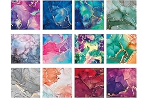 CDIYTOOL 96 Blatt marmorierter Scrapbook-Papierblock, 15,2 x 15,2 cm, einseitig, bunt, marmoriert, Wasserwellen, faltbares Muster, Karton, Papier für DIY, dekorative Kartenherstellung, Fotoalbum