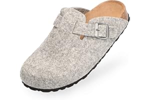 BOnova Kapcie damskie i męskie – przytulne filcowe pantofle z anatomiczną wkładką – antypoślizgowe filcowe kapcie z gumową podeszwą – chodaki męskie i damskie klasy premium z korka