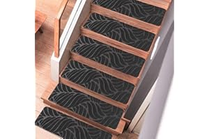 M.J COMFY-LIFE 15 PCS Stair Tread Pads Stair Mats Carpet Non-slip Step Protectors - 65x20cm Reusable Stair Runner Rugs Covers Stair Protection Mats for Home Indoor Pets Kids Elders (Gery)