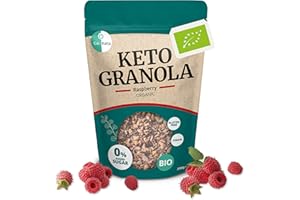 Go-Keto BIO Keto Granola Raspberry 290g - Low Carb Keto Muesli per una deliziosa colazione keto, con scaglie di cocco, noci, frutta, semi di girasole e semi di zucca, vegan, senza glutine