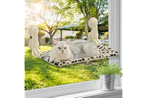 MEWOOFUN Amaca per Gatti da Finestra Pieghevole Amaca Gatto Finestra con Ventosa Forte Tappetino Reversibile fino a 18kg (Yellow M (Paw)-52x30x20cm)