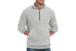 QIXING Mens Oversized Half Zip Sweatshirt Polar Fleece Pullover with Turtleneck and Ribbed Edges - Warm Soft Jumper Top for UK
