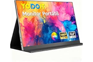 Yodoit Monitor Portátil Pantalla Portatil de 15,6 Pulgadas IPS 1080P FHD 100% sRGB USB Type-C de Computadora, Juego HDR con HDMI/USB C para MacBook PC Xbox PS4/5 Nintendo Switch Teléfono