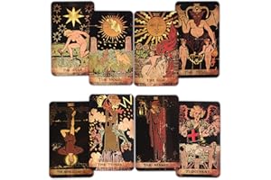 CRAFTERIAN Original Tarot Cards for Beginners and Experts - 78 Card Deck with Guide Book and Gift Bag - Divination Tools for All Skill Levels - Black