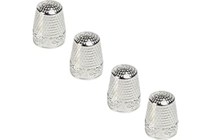 AXEN 4 Pieces Sewing Thimble, Metal Sewing Thimble Finger Protector, Accessories DIY Sewing Tool, Silver