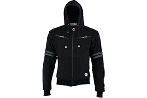 ‎TEXPEED Texpeed Herren Motorradjacke Motorrad Biker Kapuzenjacke - Kapuzenpullover schützendem Aramid mit Rüstung (EN 1621-1) Schutz - Schwarz Grau M