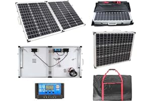 Lowenergie 100w Folding Solar Panel Mono Crystalline 12v or 24v Portable Battery Charger Kit Camping Caravan Boat Off Grid with Bag and Charge Controller