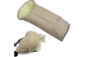 BAMBINIWELT24 BAMBINIWELT KOMBI-ANGEBOT MUFF + Winterfußsack/MUMIE- aus Lammwolle für Kinderwagen, Buggy, Schlitten MELIERT (beige)