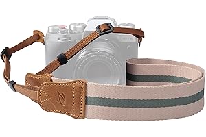 PADWA LIFESTYLE Tracolla per fotocamera, doppio strato con estremità in pelle bovina, regolabile e universale, per tutte le fotocamere DSLR